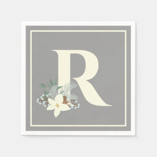 Winter Foliage Monogram Napkins