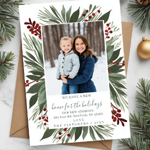 Winter Foliage New Home for Holidays Photo Moving Holiday Card