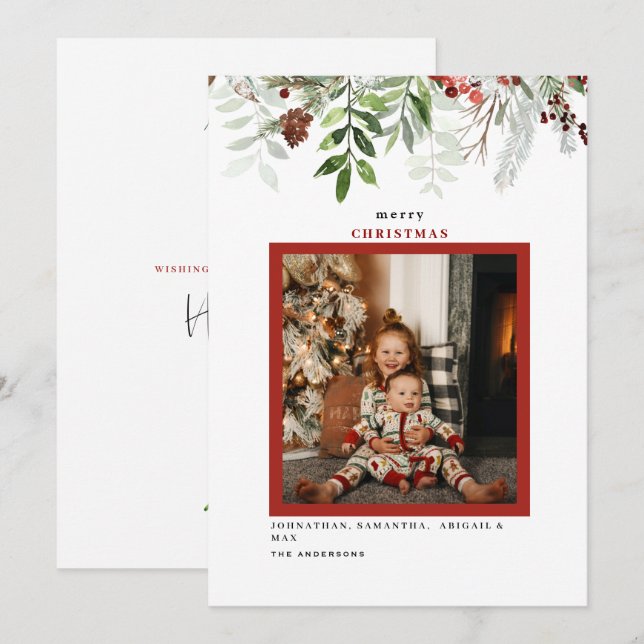 Winter Foliage Photo Modern Christmas  (Front/Back)