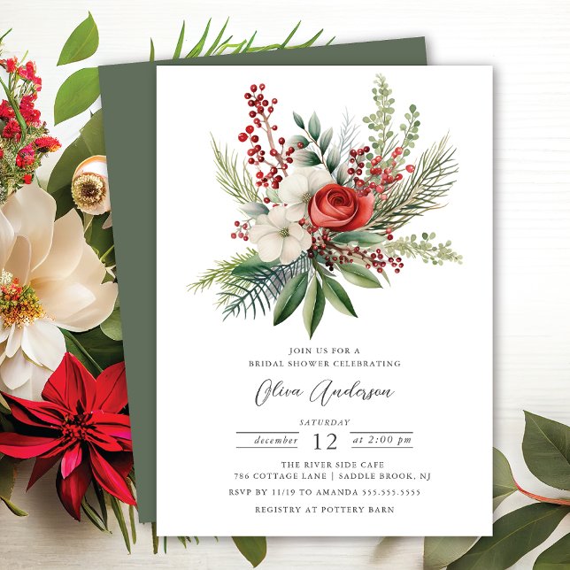 Winter Foral Bridal Shower Invitation (Creator Uploaded)