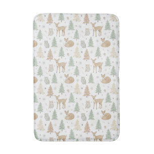 Winter Forest Animals Seamless Pattern Bath Mat