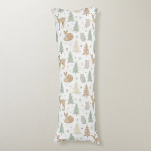 Winter Forest Animals Seamless Pattern Body Pillow