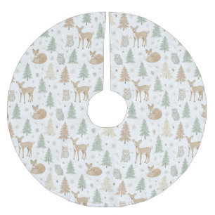 Winter Forest Animals Seamless Pattern Brushed Polyester Tree Skirt