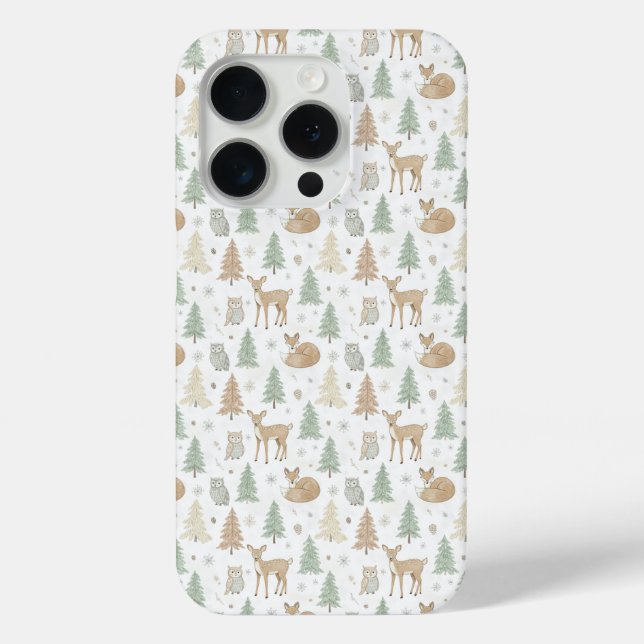 Winter Forest Animals Seamless Pattern Case-Mate iPhone Case (Back)