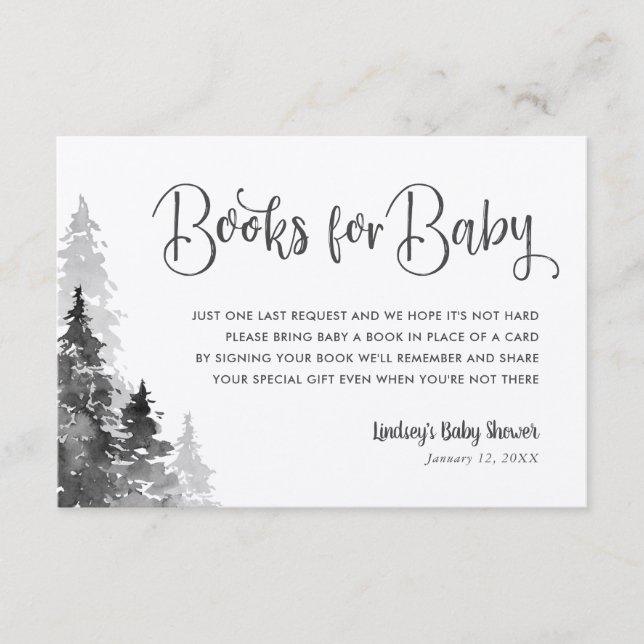 Winter Forest Baby Shower Book Request Card (Front)