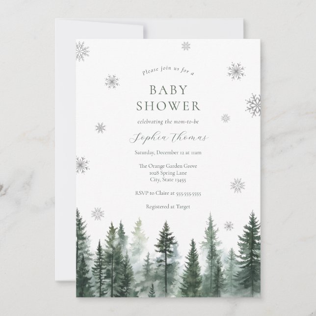Winter Forest Baby Shower Invitation (Devant)