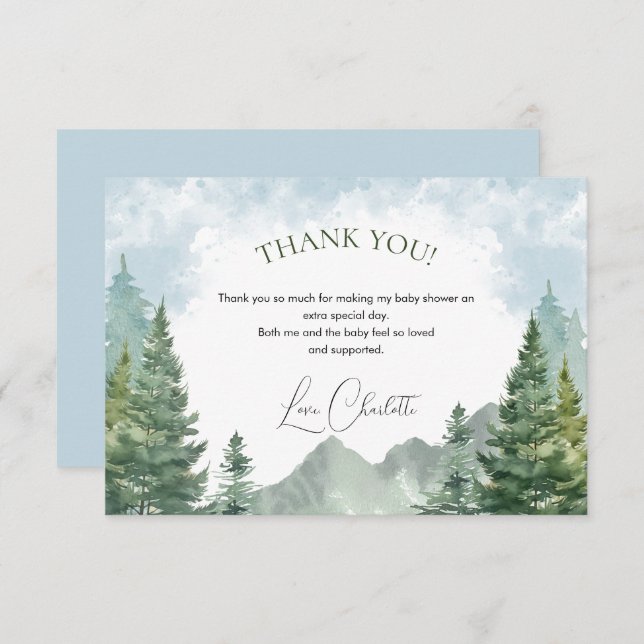 Winter Forest Baby Shower Thank you Card (Front/Back)
