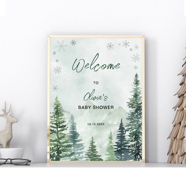 Winter Forest Baby Shower Welcome Poster (Creator Uploaded)