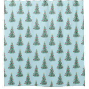 Winter Forest Blue Christmas Tree pattern