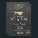 Winter forest chalkboard watercolor baby shower invitation<br><div class="desc">Rustic elegant winter nature baby shower stylish invitation template on dark grey chalkboard featuring a pine tree bough with a wooden bird, a dried branches Christmas tree with star and watercolor splashes, white flowers and little hearts. You can choose to customize it further changing fonts and colours of lettering. ----...</div>
