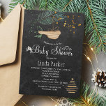 Winter forest chalkboard watercolor baby shower invitation<br><div class="desc">Rustic elegant winter nature baby shower stylish invitation template on dark grey chalkboard featuring a pine tree bough with a wooden bird, a dried branches Christmas tree with star and watercolor splashes, white flowers and little hearts. You can choose to customize it further changing fonts and colours of lettering. ----...</div>