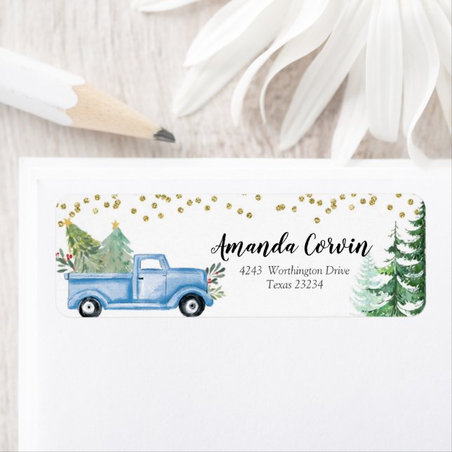 Winter Forest Christmas Blue Truck (Insitu)