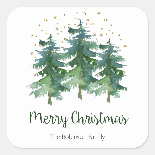 Winter Forest Christmas Square Sticker (Front)