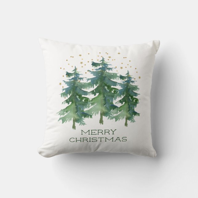 Winter Forest Christmas Throw Pillow (Front)
