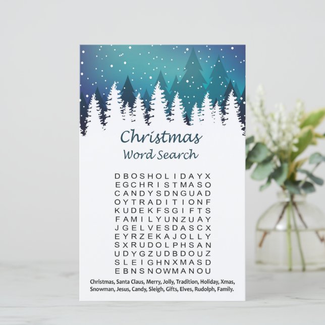 Winter forest christmas word search game (Standing Front)