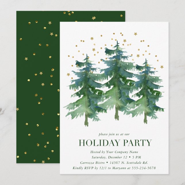 Winter Forest Company Fête Invitation (Devant / Derrière)