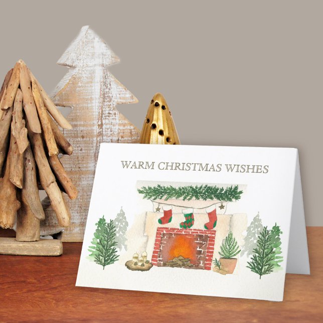 Winter Forest Cozy Christmas Fireplace Business Holiday Card (Cosy Christmas Card. Buy professionally printed or as a printable digital download.)