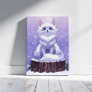 Winter forest : cute snowy Fox wildlife Canvas Print