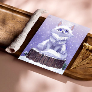 Winter forest : cute snowy Fox wildlife Photo Print