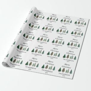 Winter Forest Elegant Pine Trees Christmas Wrapping Paper
