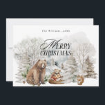 Winter Forest Elegant Watercolor Merry Christmas Holiday Card<br><div class="desc">Floral Deer Elegant Watercolor Merry Christmas Holiday Card</div>