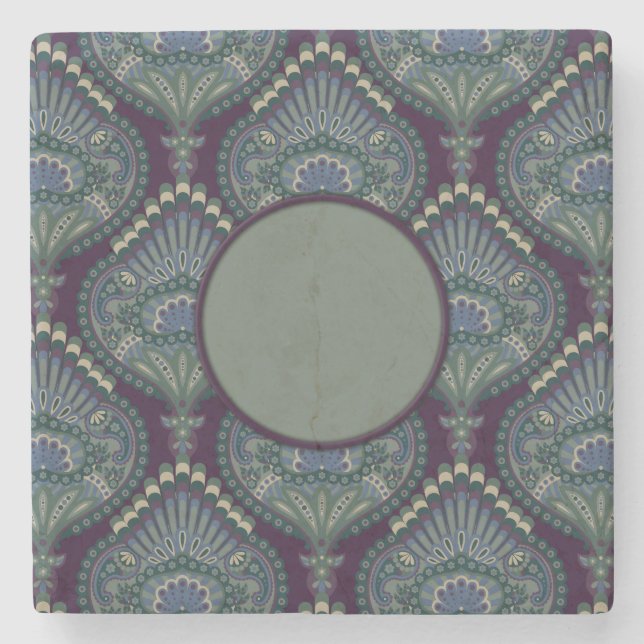 Winter Forest - Feathered Paisley Stone Coaster (Front)