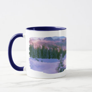 Winter Forest Firs Purple Light Reflected On Snow Mug