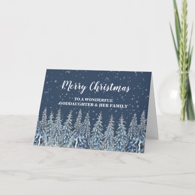 Winter Forest Goddaughter & Family Merry Christmas Card (Front)