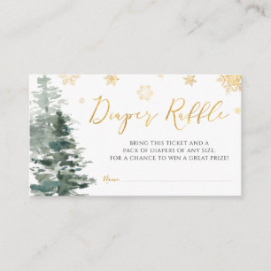 Winter Forest Gold It's Cold Outside Diaper Raffle Enclosure Card