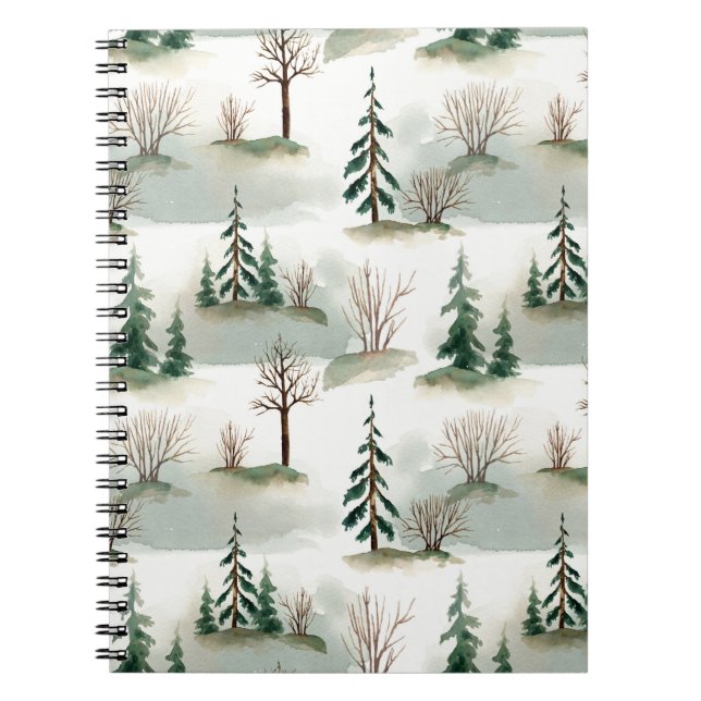 Winter Forest: Hand-Drawn Green Blur Notebook (Front)