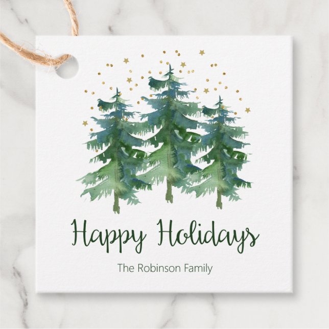 Winter Forest Holiday Favour Tags (Front)