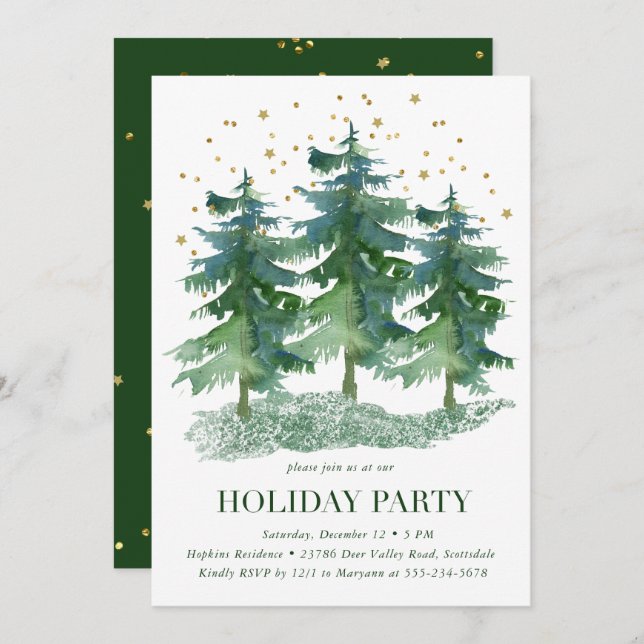 Winter Forest Holiday Party  Invitation (Front/Back)