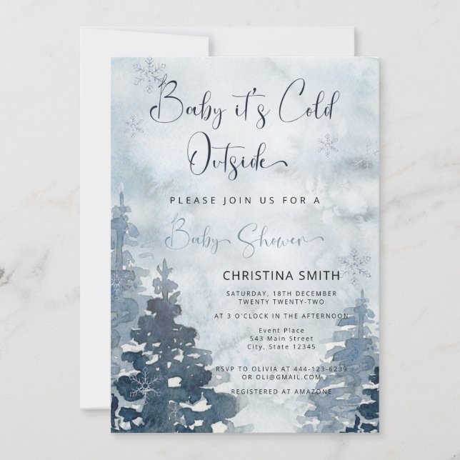 Winter forest It's Cold Outside baby shower  Invitation (Front)