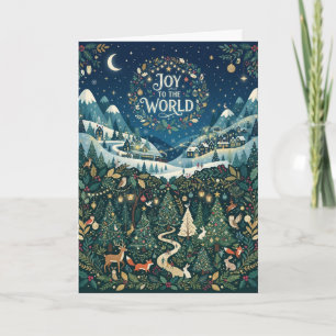 Winter Forest Joy to the World Christmas Card