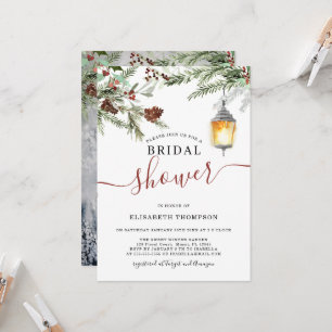 Winter Forest Lantern Bridal Shower Invitation