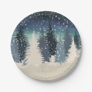 Winter Forest- Let it snow Paper Plate