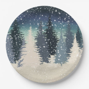 Winter Forest- Let it snow Paper Plate