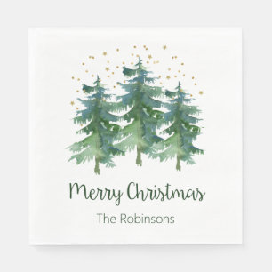 Winter Forest Merry Christmas Napkin