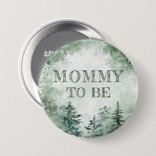 Winter forest mommy to be baby shower 3 inch round button