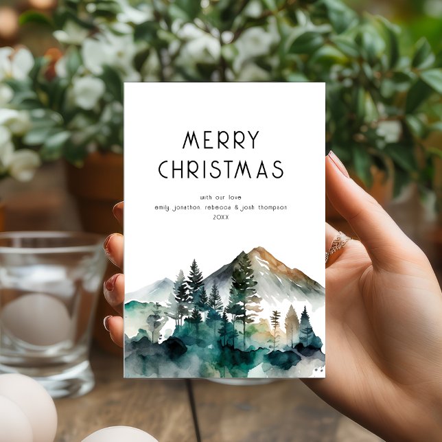 Winter Forest Name Merry Christmas Holiday Card (Available digitally and printed)
