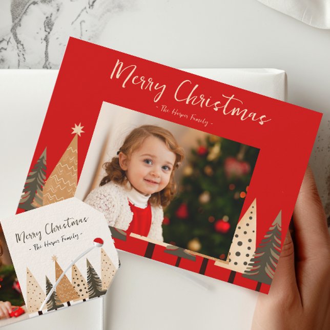 Winter Forest Neutral Landscape Photo Christmas Holiday Card (Creator Uploaded)