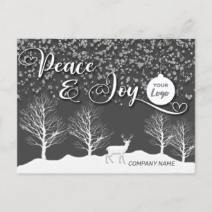 Winter forest Peace & joy corporate logo Holiday Postcard