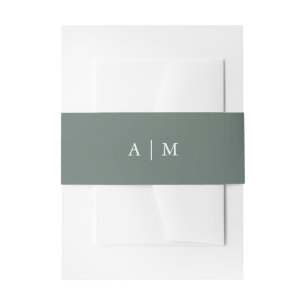 Winter Forest   Pine Green Monogram Wedding Invitation Belly Band