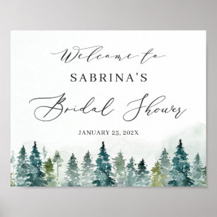 Winter Forest Pine Trees Bridal Shower Sign