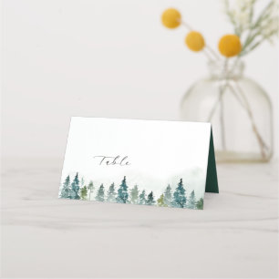 Winter Forest Pine Trees Hand Writing Place Card
