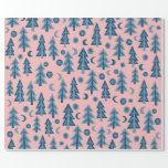 Winter Forest Pine Trees Moon Stars Gift Wrapping Paper<br><div class="desc">Check my shop for more colours and patterns plus matching gift bags and tissue paper too! If you'd like something custom let me know! Also please carefully note how Zazzle prints the pattern and make sure the size is ok for your needs. They repeat the pattern each 36" so it...</div>