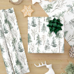 Winter Forest Pine Trees Watercolor Christmas Wrapping Paper<br><div class="desc">This holiday wrapping paper has a winter watercolor pattern of pine trees and bare tree branches in the evergreen forest.</div>