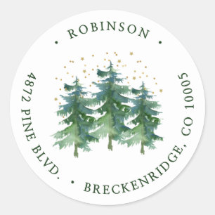 Winter Forest Return Address Classic Round Sticker