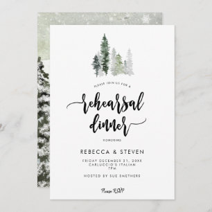 winter forest rustic rehearsal dinner invitation