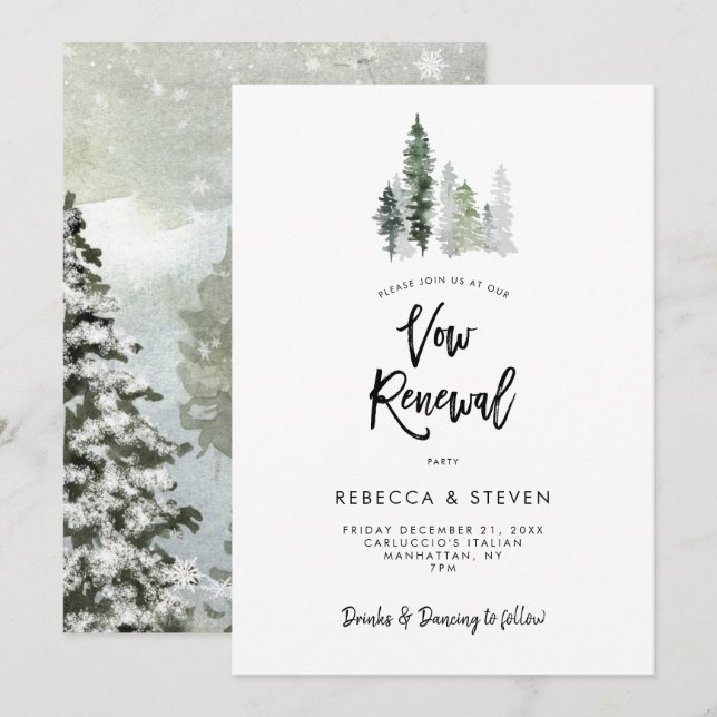 winter forest rustic vow renewal invitation (Front/Back)